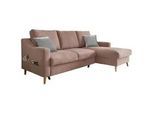 Mid.you Ecksofa , Dunkelrosa , Textil , Buche , massiv , Uni , Füllung: Schaumstoff,Schaumstoff , Ottomane rechts, L-Form , 228x150 cm , Made in Eu , Liegefunktion, Schlafen auf Sitzhöhe , Wohnzimmer, Sofas & Couches, Wohnlandschaften, Ecksofas