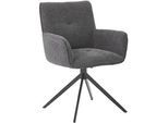 Valdera Armlehnstuhl , Graphitfarben , Metall, Textil , Stativgestell , 61x85x63 cm , Typenauswahl, inklusive Armlehnen , Esszimmer, Stühle, Polsterstühle