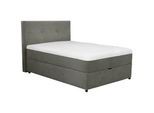 Carryhome Boxbett , Dunkelgrau , Textil , H3 , 120x200 cm , gepolstertes Kopfteil , Schlafzimmer, Betten, Boxspringbetten