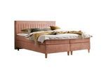 Boxxx Boxspringbett , Rostfarben , Textil , Buche , massiv , H2 + H3 , 180x200 cm , Stoffauswahl, Topper durchgehend, Matratze in verschiedenen Härtegraden erhältlich, Matratze geteilt , Schlafzimmer, Betten, Boxspringbetten