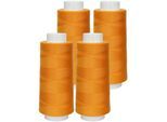 buttinette Overlockgarn im 4er-Pack, Stärke 120, 2500m-Spule, orange