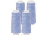 buttinette Overlockgarn im 4er-Pack, Stärke 120, 2500m-Spule, eisblau