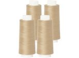 buttinette Overlockgarn im 4er-Pack, Stärke 120, 2500m-Spule, beige