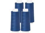 buttinette Overlockgarn im 4er-Pack, Stärke 120, 2500m-Spule, jeansblau