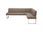 Novel Eckbank , Taupe, Chromfarben , Metall, Textil , Uni , L-Form , 233x174 cm , Fußauswahl, Lederauswahl, Stoffauswahl , Esszimmer, Bänke, Eckbänke