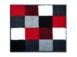 Grund Bidet-Vorleger , Rot, Schwarz, Weiß , Textil , Karo , rechteckig , 50x60 cm , Oeko-Tex® Standard 100, Made in Europe , rutschfest , Heimtextilien, Badtextilien, Badematten