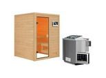 Karibu Sauna , Naturfarben , Holz , Fichte , teilmassiv , 145x187x145 cm , Freizeit & Co, Wellness & Gesundheit, Sauna