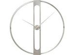 Xxxl Wanduhr , Silberfarben , Metall , 60x60x10 cm , Dekoration, Uhren, Wanduhren