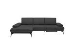 Celina Home Ecksofa , Anthrazit , Leder , Echtleder , Spaltleder, Rindleder , Ottomane links, L-Form , 273x187 cm , Made in Eu , Fußauswahl, Lederauswahl, Stoffauswahl, seitenverkehrt erhältlich, Hocker erhältlich, Rücken echt , Wohnzimmer, Sofas & Couches, Wohnlandschaften, Ecksofas