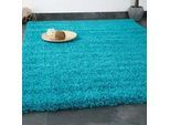 Hochflorteppich , Türkis , Textil , Uni , rechteckig , 160x220 cm , Oeko-Tex® Standard 100 , für Fußbodenheizung geeignet, in verschiedenen Größen erhältlich , Teppiche und Böden, Teppiche, Hochflorteppiche & Shaggys