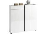Xora Schuhschrank , Weiß , Holzwerkstoff , 9 Fächer , 1 Schubladen , 120x115x34 cm , Typenauswahl, stehend , Kleinmöbel