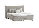 home24 Boxspringbett , Taupe , Textil , H2 , 7-Zonen , 140x200 cm , gepolstertes Kopfteil, Topper durchgehend, Partnermatratze mit durchgehendem Bezug , Schlafzimmer, Betten, Boxspringbetten