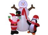 Xxxl Schneemann 210Cm , Rot, Schwarz, Weiß , Kunststoff , 130x210x190 cm , Lampen & Leuchten, Innenbeleuchtung, Dekoleuchten, Dekoleuchten