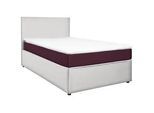 Carryhome Boxbett , Weiß, Brombeere , Holz, Holzwerkstoff , H2 , 120x200 cm , gepolstertes Kopfteil, Topper durchgehend , Schlafzimmer, Betten, Boxspringbetten