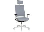 Topstar Chefsessel , Grau, Schwarz, Weiß , Kunststoff, Textil , Drehkreuz , 48x105-115x48-55 cm , Made in Germany , Typenauswahl, Wippmechanik mit Härtegradeinstellung, Rückenlehne in S-Form, Sitzfläche 360° drehbar, inklusive Armlehnen, ergonomische Rückenlehne , Büromöbel, Bürostühle, Chefsessel