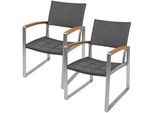 Gardenson Gartenstuhl-Set , Dunkelgrau, Hellbraun , Metall, Kunststoff , eckig , 56x84x66 cm , stapelbar, wetterbeständig, UV-beständig , Gartenmöbel, Gartensessel, Gartenstühle