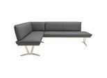 Ambiente Eckbank , Dunkelgrau , Holz, Metall, Leder , Echtleder , Nappaleder, Dickleder , Wildeiche , L-Form , 237x152 cm , Fußauswahl, Lederauswahl, Stoffauswahl, Typenauswahl, in verschiedenen Holzarten erhältlich , Esszimmer, Bänke, Eckbänke