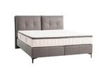 Novel Boxspringbett , Anthrazit , Textil , Echtleder , Rindleder , Fichte , massiv, Sperrholz , H3 , 180x200 cm , DIN EN ISO 14001, DIN EN ISO 9001 , gepolstertes Kopfteil, Federkernmatratze, Stoffauswahl, Lederauswahl, in verschiedenen Größen erhältlich, Matratze in verschiedenen Härtegraden erhältlich, Matratzenauswahl , Schlafzimmer, Betten, Boxspringbetten