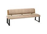 Venda Sitzbank , Beige , Holz, Textil , Asteiche , massiv , Uni , 160x85x60 cm , Fußauswahl, Lederauswahl, Stoffauswahl, Typenauswahl, in verschiedenen Holzarten erhältlich, in verschiedenen Holz-Dekoren erhältlich, mit Rückenlehne , Esszimmer, Bänke, Sitzbänke, Polsterbänke