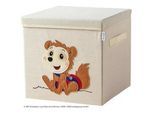 Xxxl Aufbewahrungsbox , Creme , Kunststoff, Textil , Tier , 33x33x33 cm , Deckel aufklappbar, faltbar , Ordnen & Aufbewahren, Deko-& Aufbewahrungsboxen, Sonstige Boxen