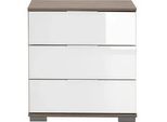 Carryhome Nachtkästchen , Weiß, Eichefarben , Metall , 3 Schubladen , 52x58x38 cm , BQ - Bündnis für Qualität, Made in Germany, DIN EN ISO 9001 , Holzmöbel, Holzbetten, Nachtkästchen Holz