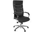 Mid.you Drehstuhl , Schwarz , Leder , Kombination Echtleder/Lederlook , Rindleder , Sternfuß , 60x126x55 cm , Wippfunktion, Wippmechanik mit Härtegradeinstellung, Sitzfläche 360° drehbar, inklusive Armlehnen , Büromöbel, Bürostühle, Chefsessel