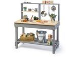 Muddy Buddy Matschküche , Grau, Naturfarben , Holz, Metall , Zypresse , massiv , 40x90x80 cm , EN 71 , mit Holzschutz vorbehandelt , Spielzeug, Holzspielzeug
