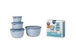 Mepal Vorratsdosenset , Klar, Hellblau , Kunststoff , 0,5 l , 23x23x13 cm , auslaufsicher, lebensmittelecht, luftdichter Verschluss, mikrowellengeeignet, stapelbar , Küchenzubehör, Vorratsbehälter, Vorratsdosen