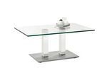 Xxxl Couchtisch , Weiß, Edelstahlfarben , Metall, Glas , rechteckig , eckig, Säule, Bodenplatte , 70x46-65x110 cm , höhenverstellbar , Wohnzimmer, Wohnzimmertische, Couchtische, Höhenverstellbare Couchtische