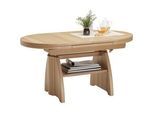 Venda Couchtisch , Wildeiche , Metall, Holzwerkstoff , Wildeiche , furniert , oval , Wange , 71x56-75x125-165.5 cm , ausziehbar, höhenverstellbar , Wohnzimmer, Wohnzimmertische, Couchtische, Höhenverstellbare Couchtische