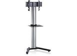 Mid.you Tv-Rack , Schwarz, Silberfarben , Metall, Glas , 90x174x72 cm , schwenkbar , Wohnzimmer, TV Möbel, TV-Ständer