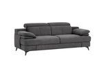 Livetastic 3-Sitzer-Sofa , Dunkelgrau , Textil , 225x80-98x104 cm , Made in Eu , Rücken echt, Armteil links, Armteil rechts , Wohnzimmer, Sofas & Couches, Sofas, Textilsofas