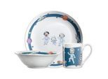 Leonardo Kindergeschirrset , Blau, Weiß , Stein , Weltall , 21.30x21.50x9.50 cm , lebensmittelecht , Geschirr, Geschirrsets, Geschirrserien