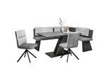 Cantus Eckbankgruppe , Grau, Schwarz, Hellgrau , Textil, Holzwerkstoff , eckig , 205x155 cm , Esszimmer, Bänke, Eckbankgruppen