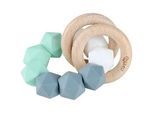 Avelia BEIßRING , Grau, Weiß, Mintgrün, Kernbuche , Holz, Kunststoff, Textil , Buche , massiv , 7x3.3x7 cm , unisex , BPA-frei, Fsc, Reach, EN 71 , Pflegen, Schnuller & Beissringe