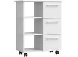 Mid.you Allzweckwagen , Weiß , Holzwerkstoff , 3 Fächer , 3 Schubladen , 38x85x68 cm , Esszimmer, Servierwagen