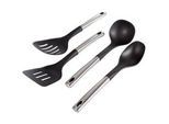 Justinus Küchenhelferset , Schwarz, Edelstahlfarben , Metall , 4-teilig , 28.5x9x36.5 cm , hitzebeständig, in Geschenkverpackung , Küchenzubehör, Küchenhelfer, Küchenhelfer-set