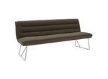 Dieter Knoll Sitzbank , Braun, Edelstahlfarben , Textil, Metall , 198x89x68 cm , Goldenes M , Fußauswahl, Lederauswahl, Stoffauswahl, mit Rückenlehne, in verschiedenen Größen erhältlich , Esszimmer, Bänke, Sitzbänke, Sitzbänke mit Lehne