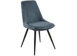 Mid.you Stuhl , Blau , Holz, Metall, Textil , Pappel , Sperrholz , konisch , 49x88x59 cm , Esszimmer, Stühle, Polsterstühle