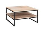 Mid.you Couchtisch , Schwarz, Eichefarben , Holz, Metall, Holzwerkstoff , Eiche , furniert , rechteckig , U-Form , 70x45x80 cm , Holzmöbel, Holztische, Wohnzimmertische Holz, Couchtische Holz