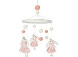 Patinio Mobile , Weiß, Pink , Holz, Textil , Pinie , Füllung: Polyester , 45 cm , Textiles Vertrauen - Oeko-Tex® , schadstofffrei , Schlafen, Babyeinschlafhilfe, Babymobile