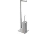 Sadena Wc-Bürstengarnitur , Chromfarben , Metall , 20x73.5x18 cm , Bürstenkopf abnehmbar, Bürstenkopf austauschbar, Papierhalter , Badezimmer, WC Ausstattung, WC-Bürsten