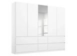 Carryhome Drehtürenschrank , Weiß , Holzwerkstoff, Glas , 3 Fächer , 6 Schubladen , 226x210x54 cm , Blauer Engel, Goldenes M, BQ - Bündnis für Qualität, Made in Germany , Schlafzimmer, Komplette Schlafzimmer und Serien, Schlafzimmerserien