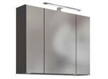 Held Spiegelschrank , Graphitfarben , Metall , 80x64x20 cm , Made in Germany , Badezimmer, Badmöbelsets & -serien, Badmöbelserien
