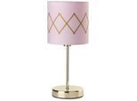 Xxxl Tischleuchte , Goldfarben, Pink , Metall, Textil , 35 cm , Lampen & Leuchten, Innenbeleuchtung, Tischlampen, Tischlampen