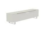 Moderano Lowboard , Weiß, Alufarben , Metall , 3 Fächer , 210x51x45 cm , Beimöbel erhältlich, stehend, Abdeckplatte aus Glas , Wohnzimmer, Wohnwände, Wohnwand-Serien