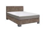 Hom`in Boxspringbett , Taupe , Textil , H2 , 100x200 cm , Stoffauswahl, Topper durchgehend, in verschiedenen Größen erhältlich, Matratze durchgehend, Matratze in verschiedenen Härtegraden erhältlich, Matratzenauswahl, Topperauswahl , Schlafzimmer, Betten, Boxspringbetten