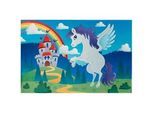 Xxxl Kinderteppich , Blau, Grün, Hellgrün , Textil , Pferd , rechteckig , 80x150 cm , Oeko-Tex® Standard 100 , für Fußbodenheizung geeignet, rutschfest , Teppiche Und Böden, Teppiche, Kinderteppiche