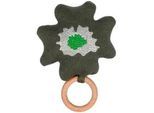Avelia Rassel , Grün , Holz, Textil , Buche , vollmassiv , Füllung: Baumwollfüllung , 10x10 cm , Oeko-Tex® Made IN Green , Rassel, bio , Spielzeug, Babyspielzeug, Greiflinge & Rasseln