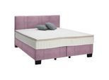 Hom`in Boxspringbett , Lila , Textil , H2 + H3 , 200x200 cm , gepolstertes Kopfteil, Stoffauswahl, Topper durchgehend, in verschiedenen Größen erhältlich, Partnermatratze mit durchgehendem Bezug, Matratze durchgehend, Matratze in verschiedenen Härtegraden erhältlich, Matratzenauswahl, Kopfteilauswahl , Schlafzimmer, Betten, Boxspringbetten